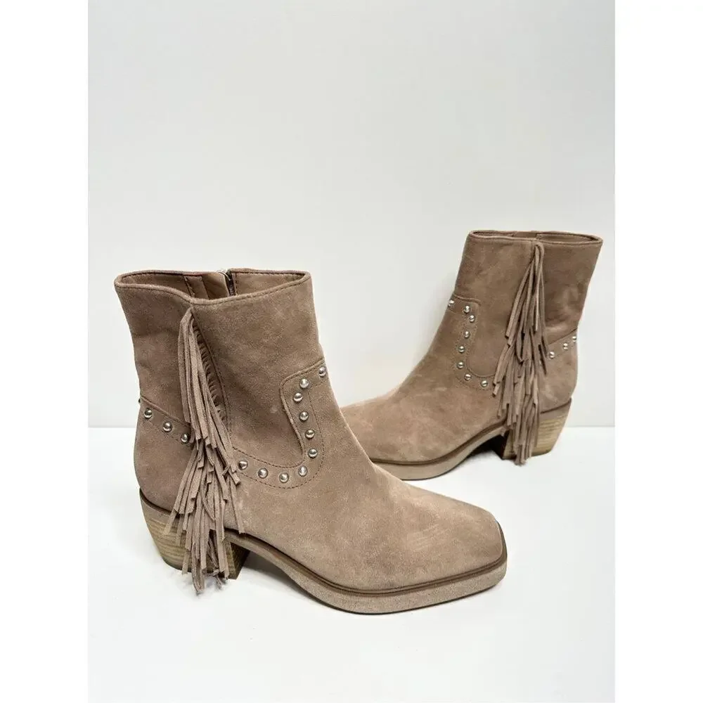 Sam Edelman Bernie Boots Womens Size‎ 5.5 Suede Fringe Detailing Zip Western - Picture 2 of 11